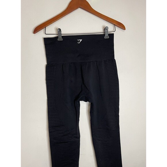 Gyms Shark Womens Medium Black Active Perforated Seamless Compression Leggings - Picture 6 of 7